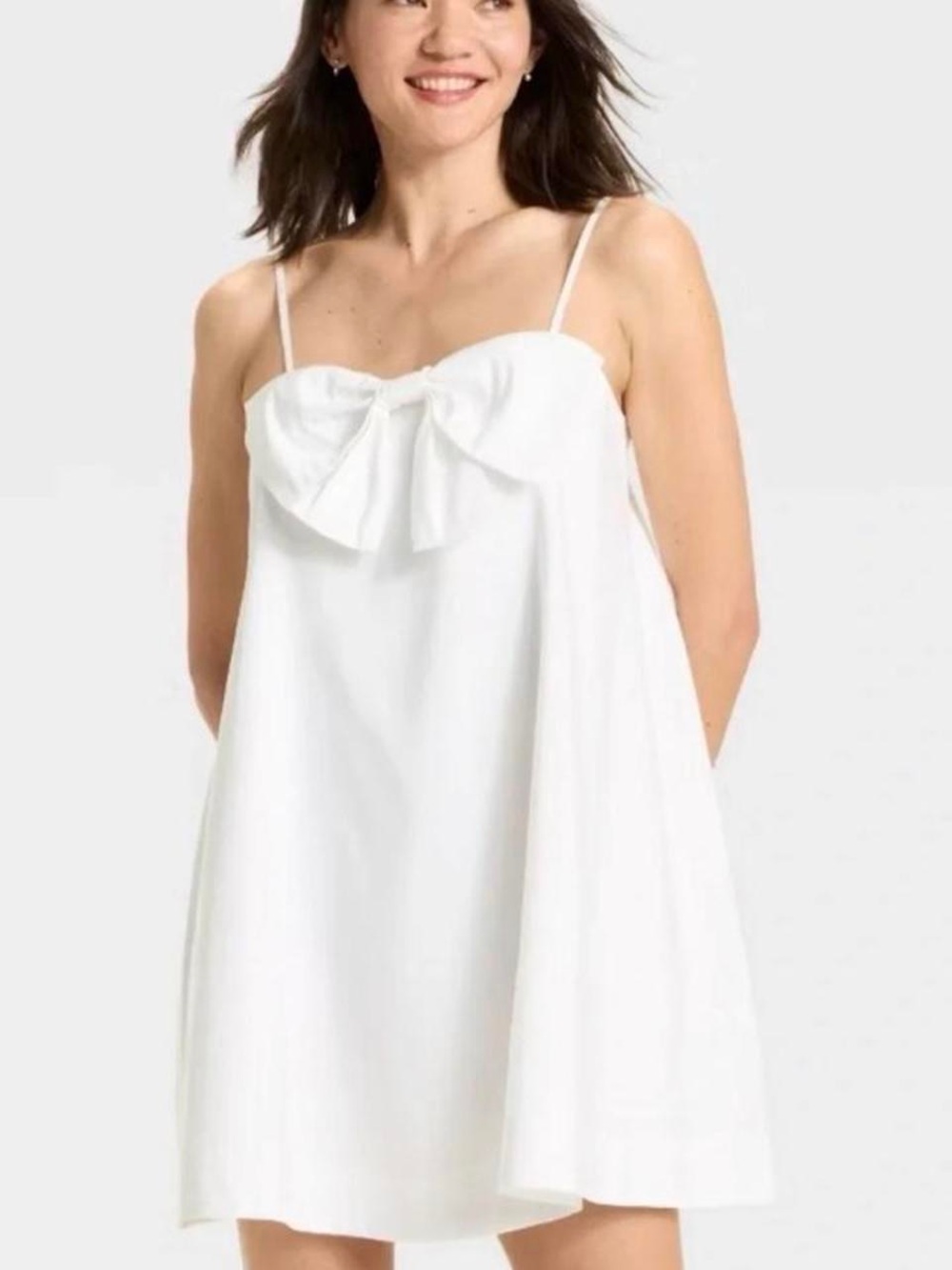 NWT a new day White Bow-Front Spaghetti Strap Mini Dress bridal look size L